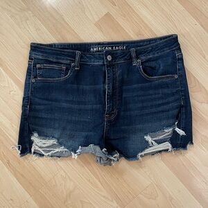 American Eagle Outfitters Women's Ripped denim Shorts - Dark Blue  18 NWOT